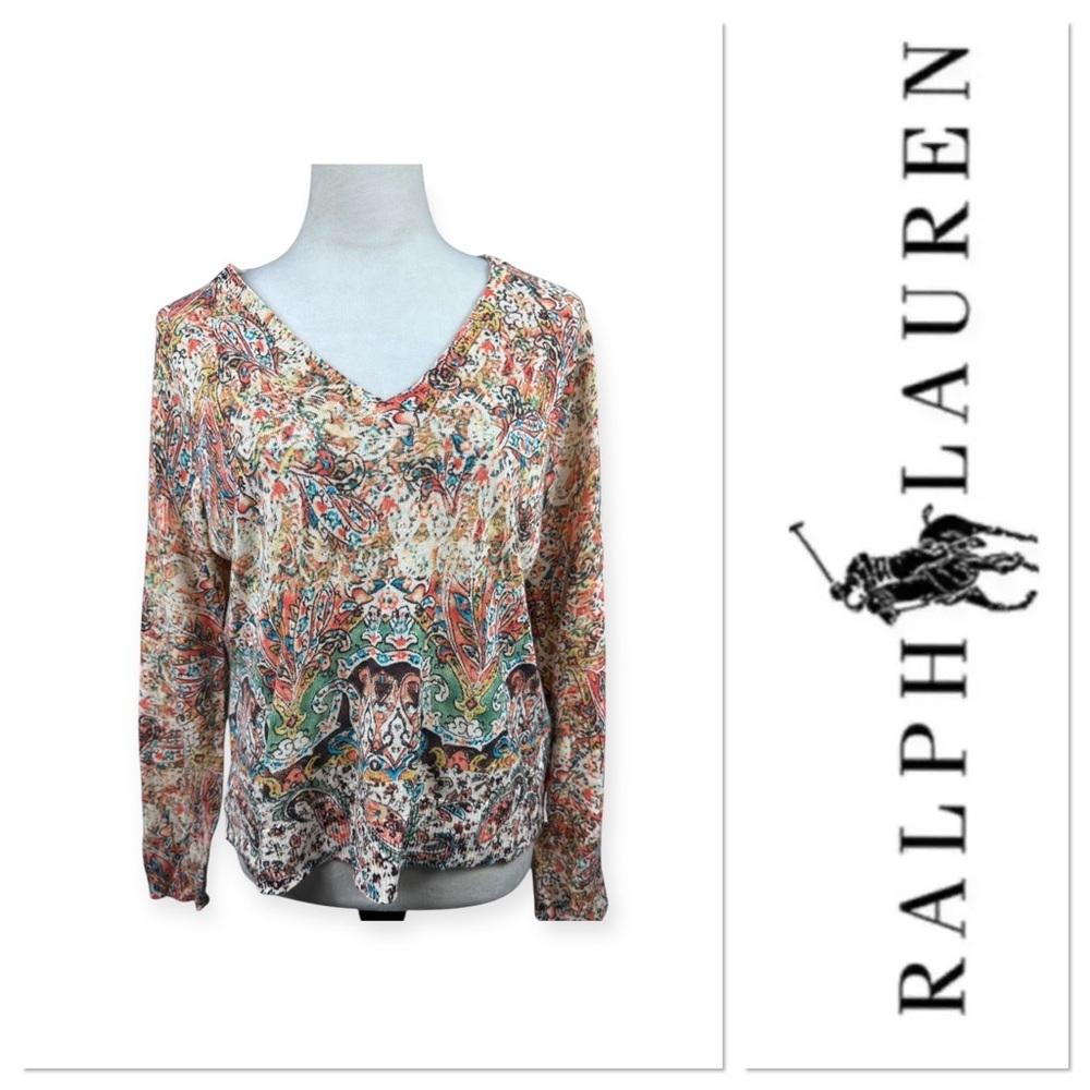 Ralph Lauren paisley print lightweight sweater size large